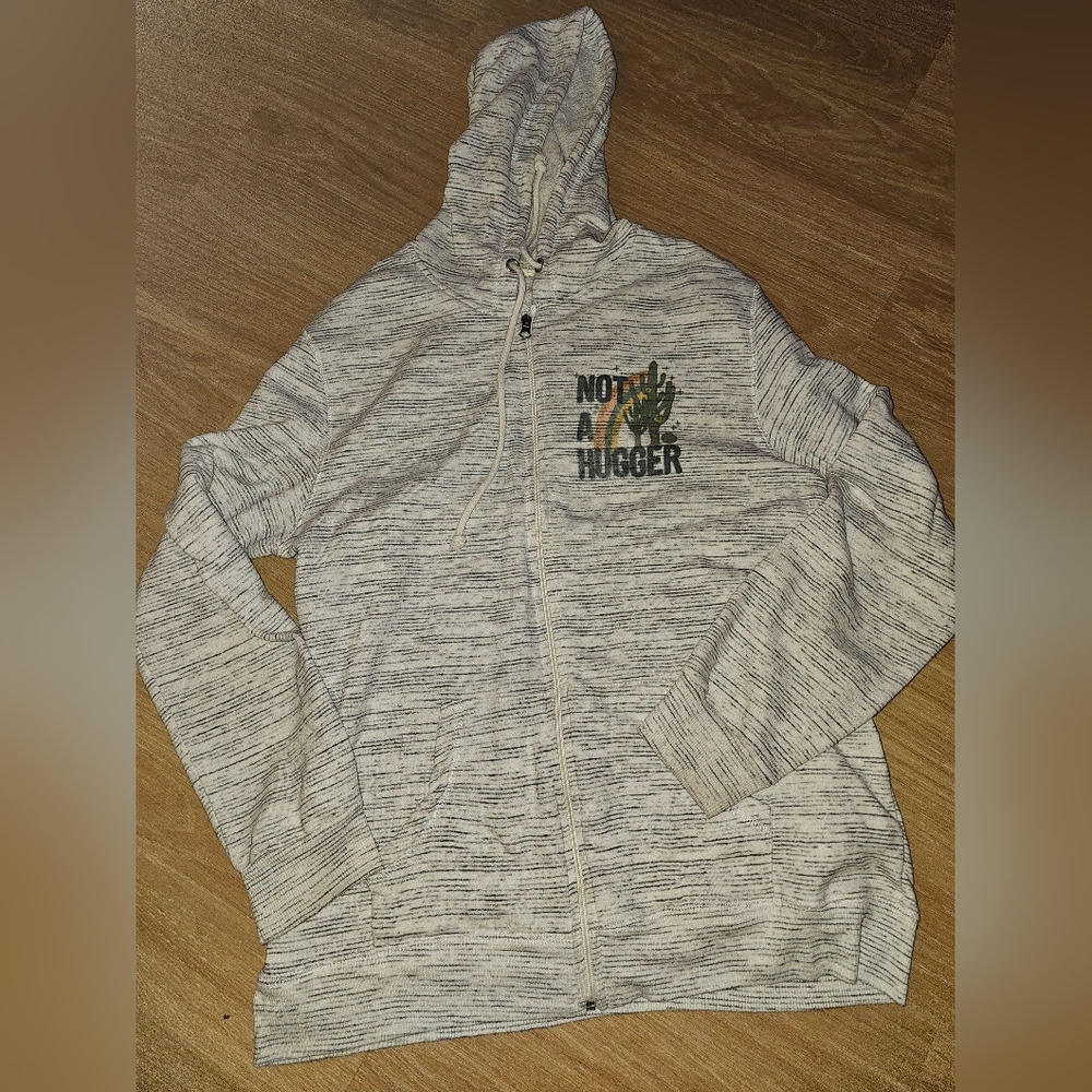 Graphic Zip-Up Hoodie - Gray